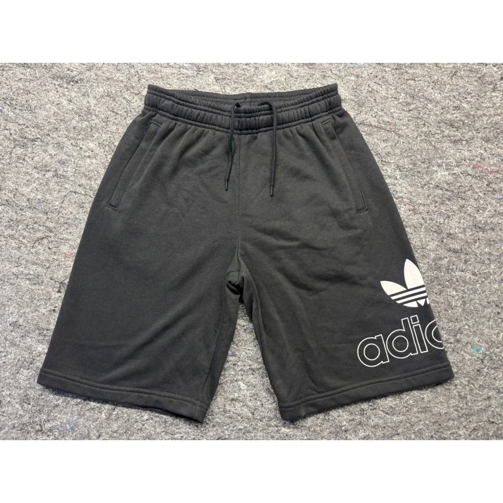 Adidas Originals Mens Trefoil French Terry‎ Shorts Black White Logo Small NEW